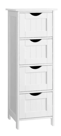 Chiffonnier De Rangement 4 Tiroirs Blanc