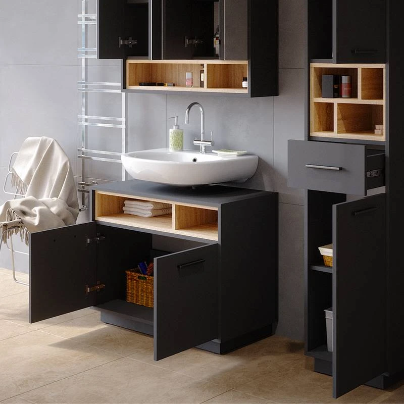 Meuble Sous-lavabo Beatrice Blanc/sonoma – Image 10