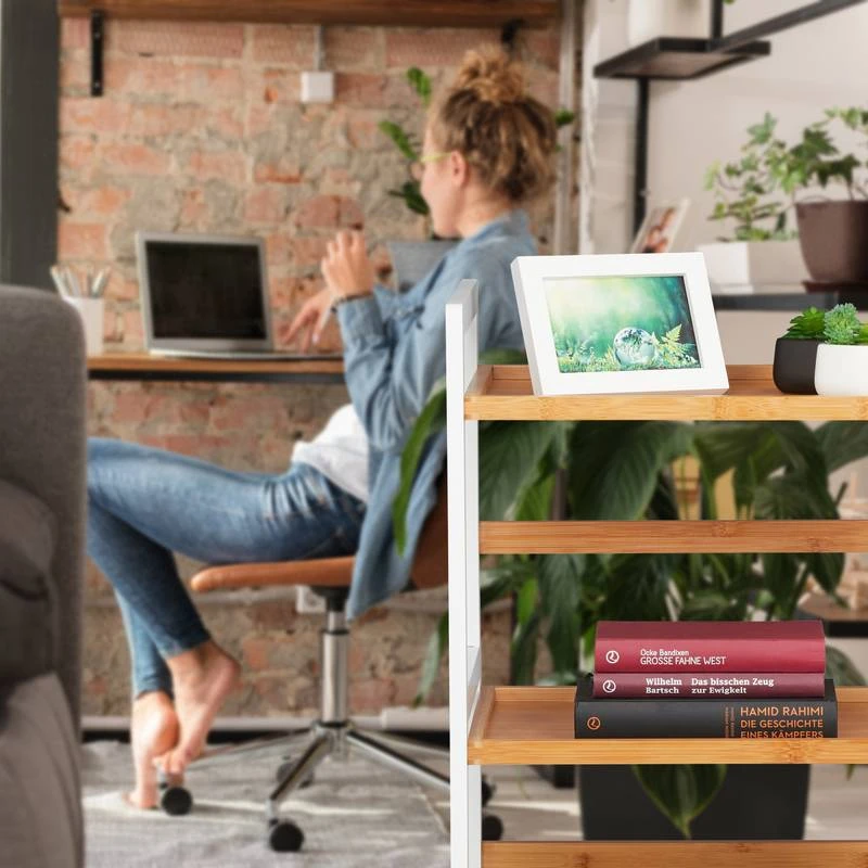 Etagère De Bain En Bambou Blanche – Image 6