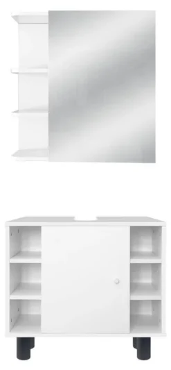 Meubles De Salle De Bains 2 Pièces Blanc