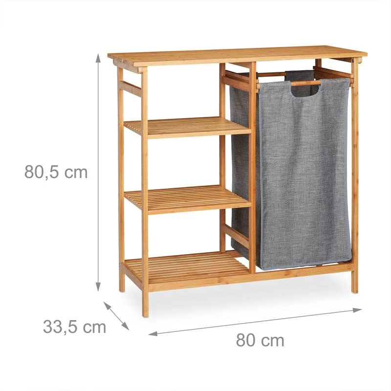 Étagère En Bambou Avec Panier à Linge – Image 9