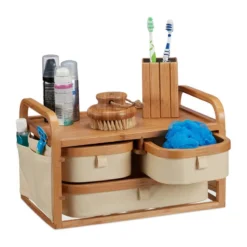 Commode Mini En Bambou 3 Casiers SDB