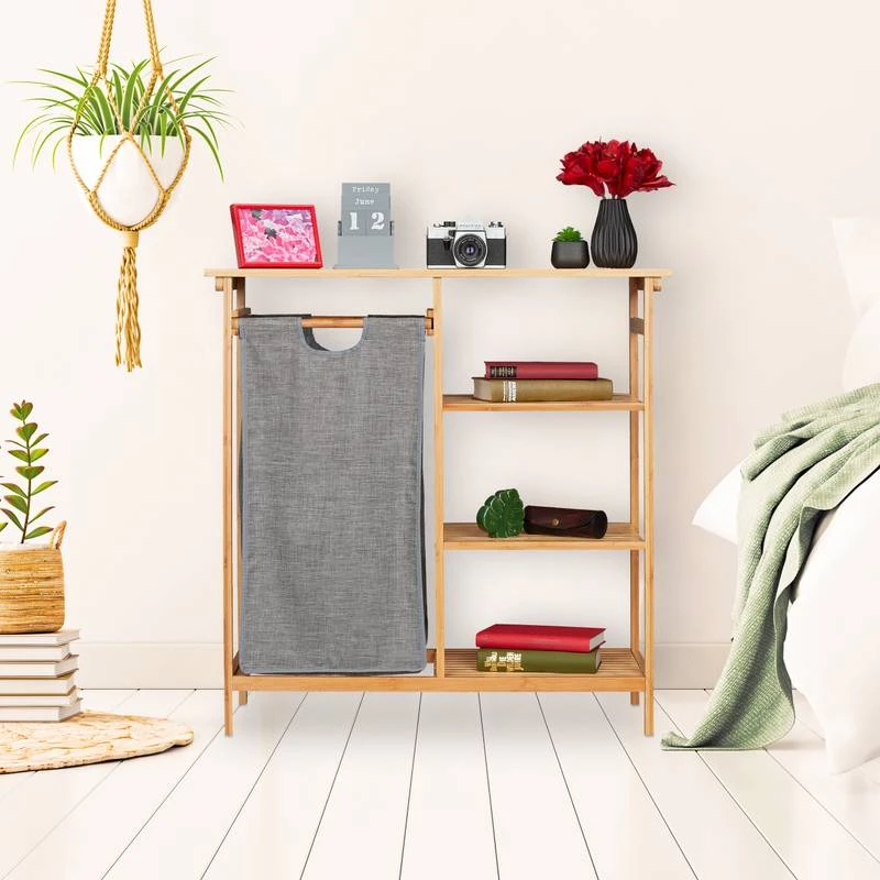 Étagère En Bambou Avec Panier à Linge – Image 4