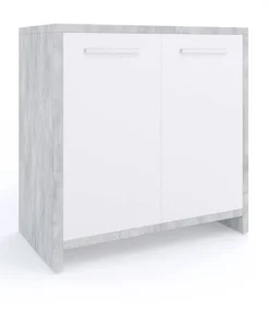 Meuble Sous-lavabo Kiko Béton/blanc