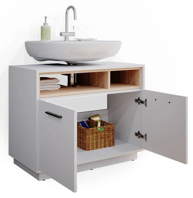 Meuble Sous-lavabo Beatrice Blanc/sonoma – Image 5